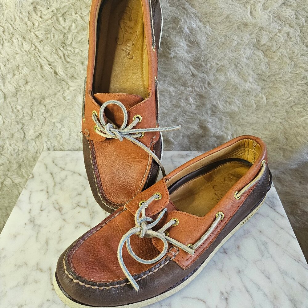Sperry Top-Sider Men's Two Tone Brown Burgundy Leather Lace Up Boat Shoes 10M